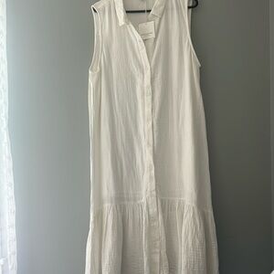 Beach lunch lounge collection women’s white button up dress